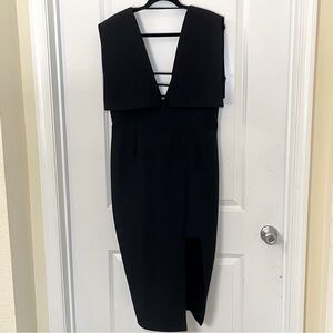 The 8th Sign Black V-Neck Sleeveless Midi Dress - Women 10